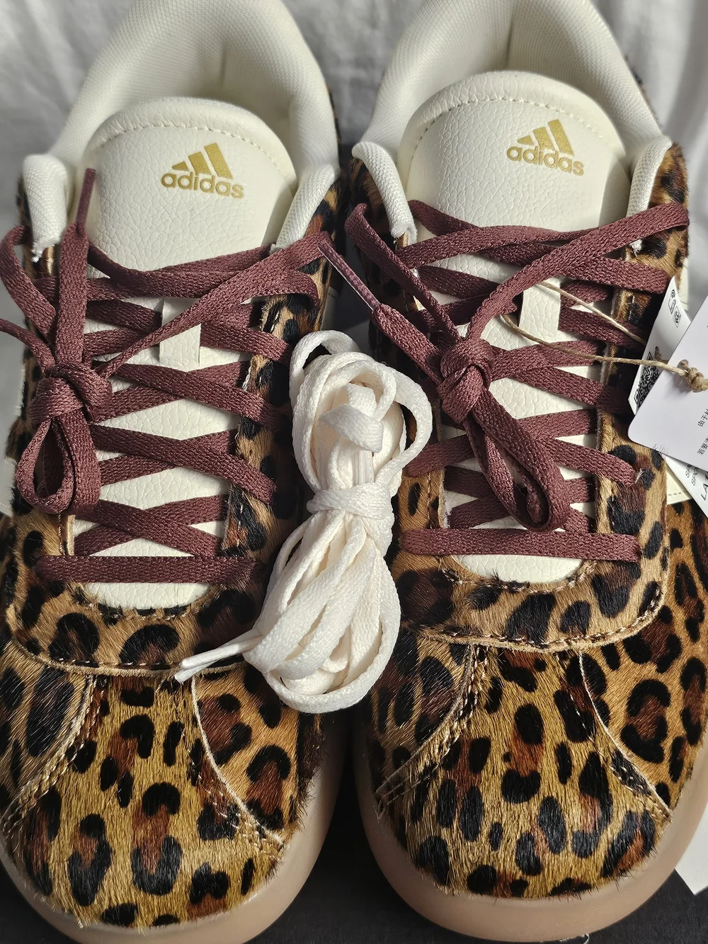 adidas VLCourt 3.0K Womens Sneakers Size 6.5 Leopard Print With Real Fur